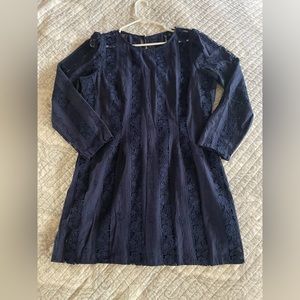 Lulus - Navy embroidered lace long sleeve mini dress, XL